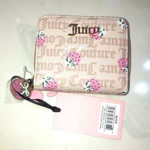 Juicy Couture Sandstone Cherry Berry Sweet Zip Around Bifold Wallet NWT